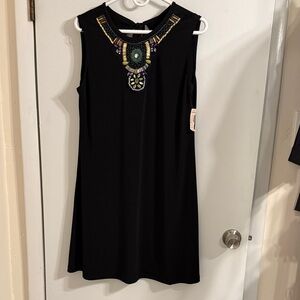 NWT Dressbarn Black Dress with Beaded Detail - size 10